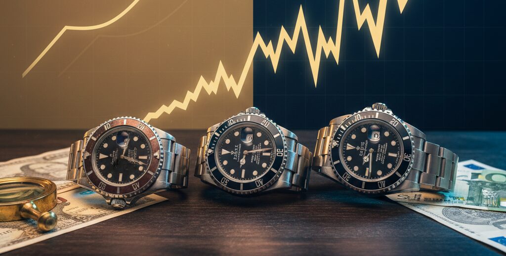 ロレックスサブマリーナー等人気モデルの価格変動