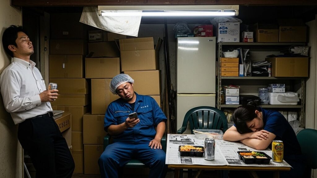 接客の合間にバックヤードで一息ついて休憩する日本人スタッフ