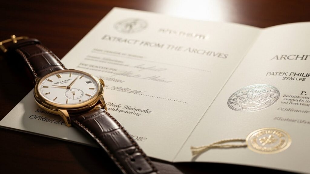 真正性を証明するパテック フィリップのアーカイブ(抽出証明書)と時計