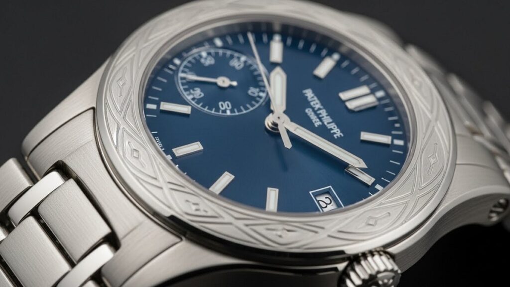 エンジンターンド装飾のベゼルと独特なブレスレットが特徴的なパテック フィリップ ネプチューン