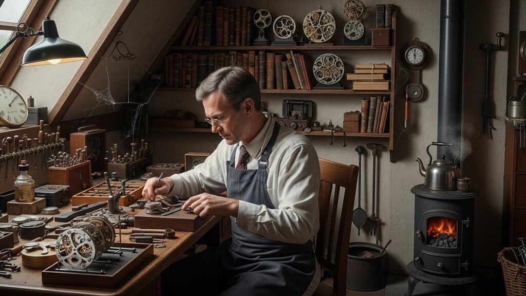 ジュネーブの伝統的な時計職人文化を象徴する屋根裏の工房キャビノチェの風景