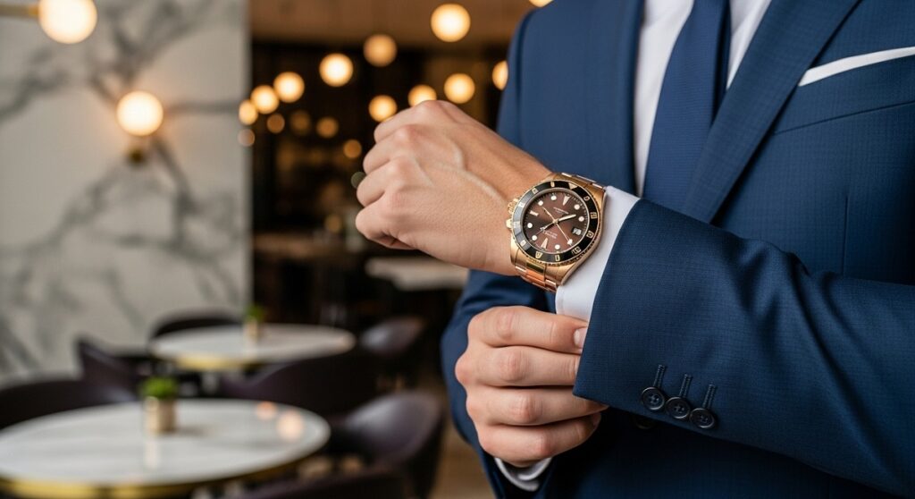 ロレックスのカフェオレを愛する芸能人の着こなし
