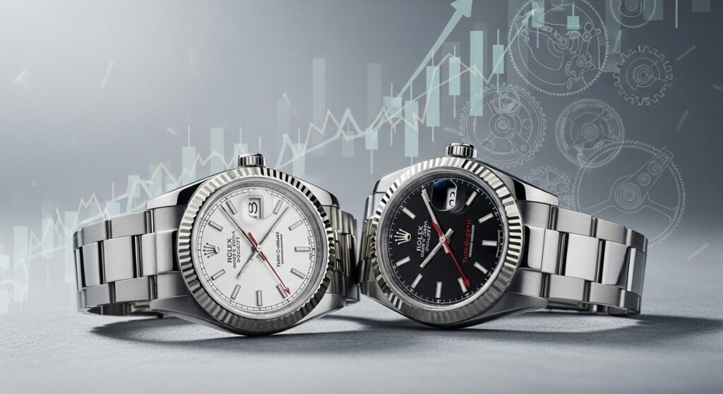 ロレックス サンダーバード Ref.16264とRef.116264が並んで写っている写真