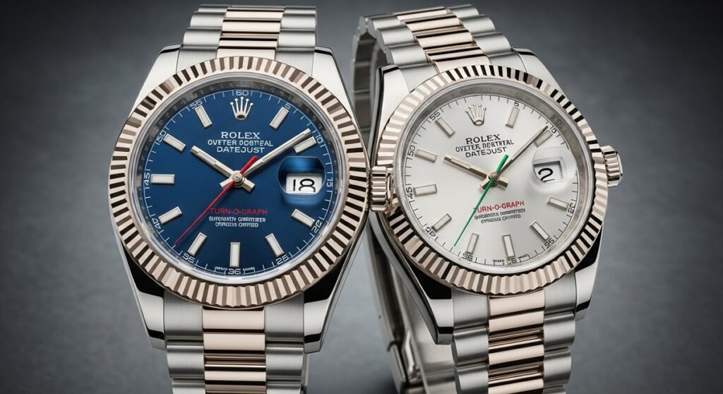 ロレックス サンダーバード Ref.116264の鮮やかなブルー文字盤と赤針のモデル、