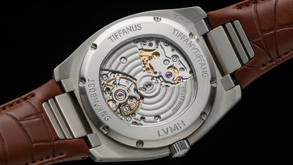 ノーチラス ティファニーのケースバックにあるLVMHの隠し文字の拡大写真