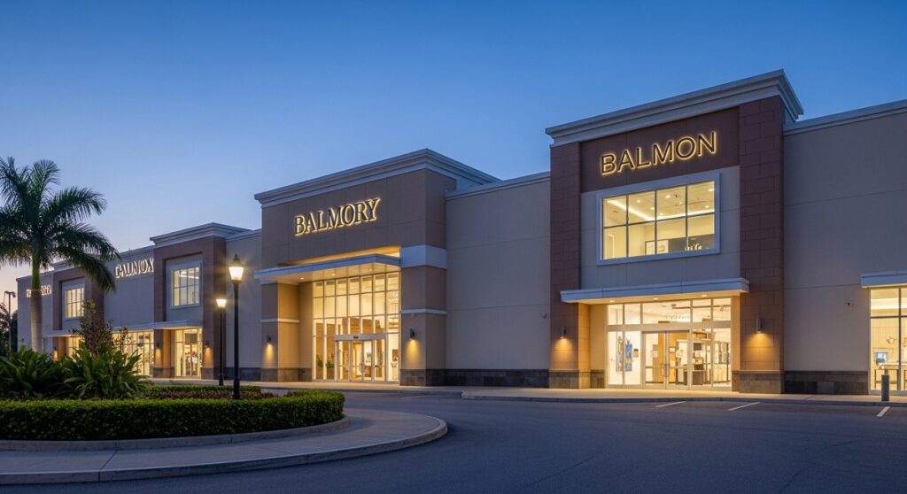 静まり返ったグアム・タモン地区の高級ショッピングモール外観