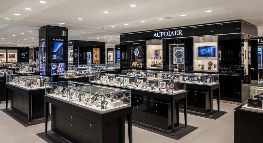 洗練されたモダンなロレックス・ブティックの豪華な外観
